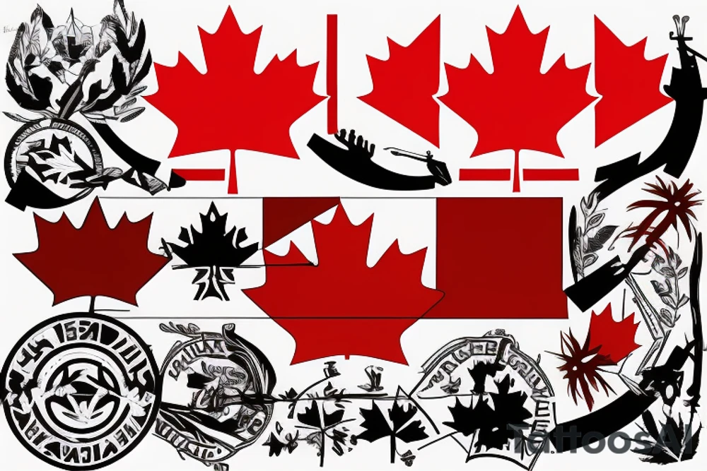 Lebanon flag with the Canadian flag blend together tattoo idea
