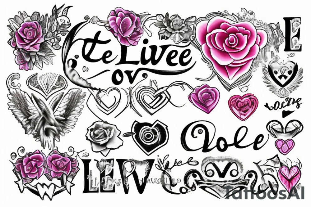 L.o.v.e with the synonym of love out values everything tattoo idea