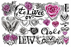 L.o.v.e with the synonym of love out values everything tattoo idea