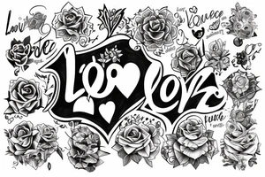 L.o.v.e with the synonym of love out values everything tattoo idea