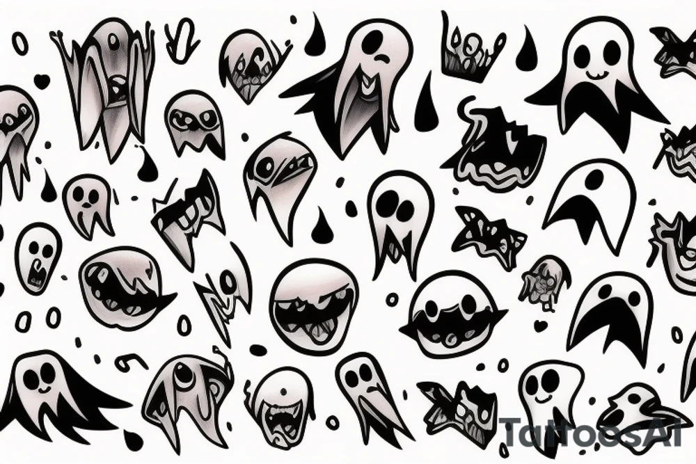 Cute cartoon ghost tattoo idea
