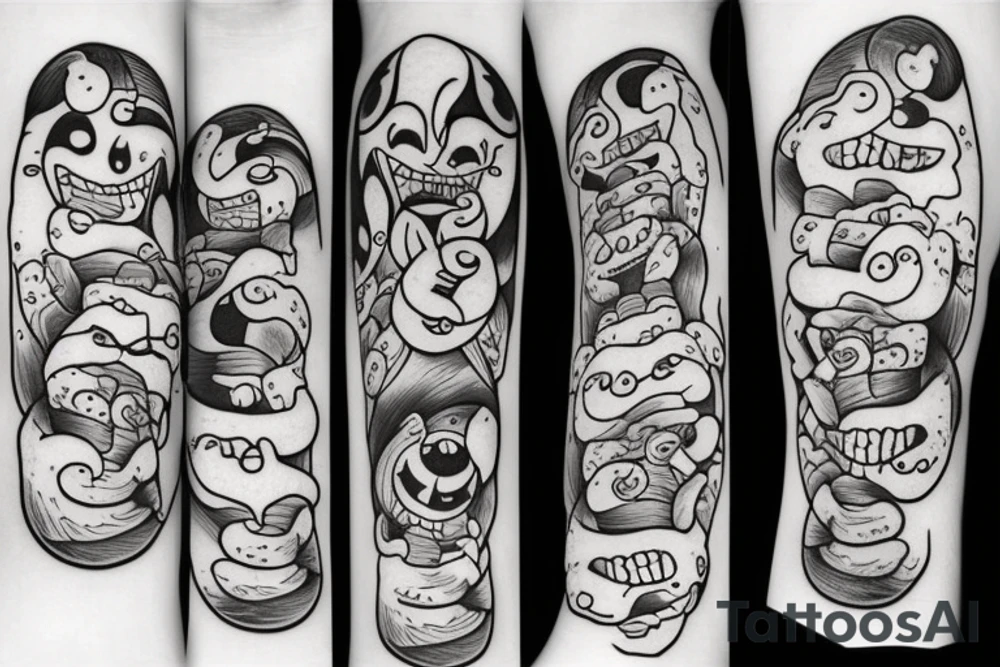 Cute cartoon ghost tattoo idea
