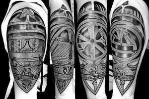 roman soldier holding shield and sword with fully armored tattoo idea