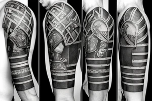 roman empire soldier holding shield and sword tattoo idea