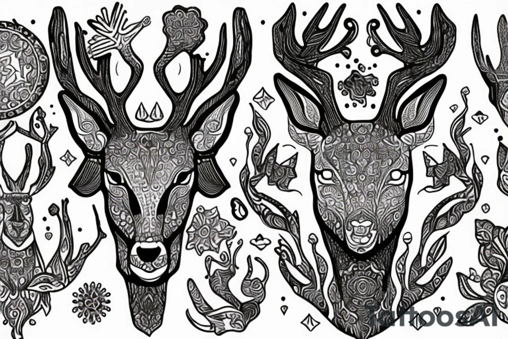 psychedelic deer, dmt tattoo idea