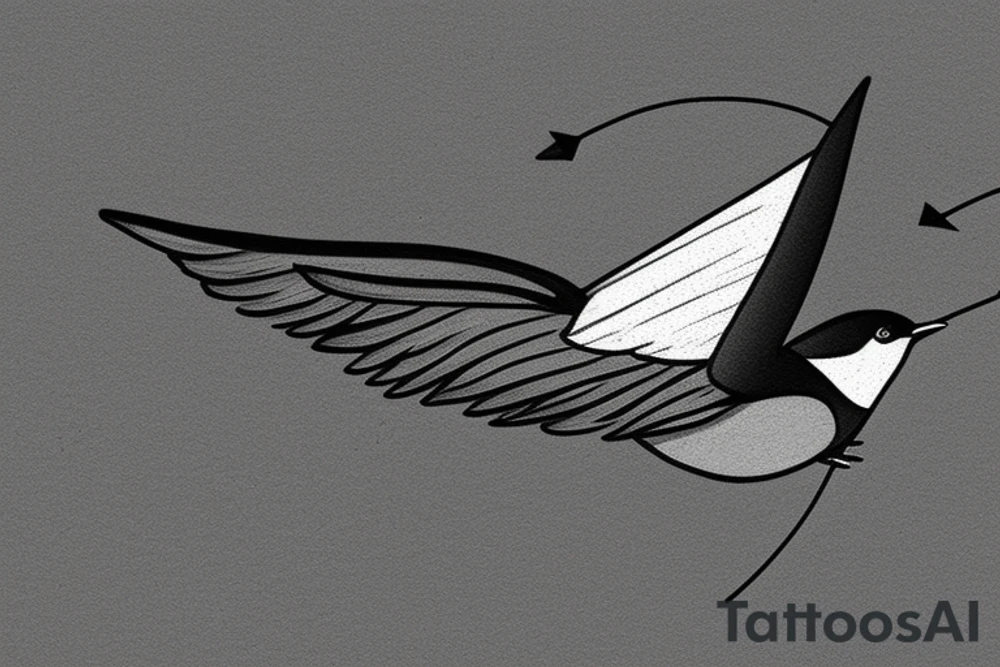 swallow with arrow in wing tattoo idea