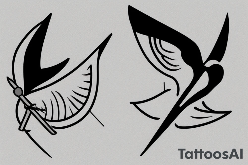 swallow with arrow in wing tattoo idea