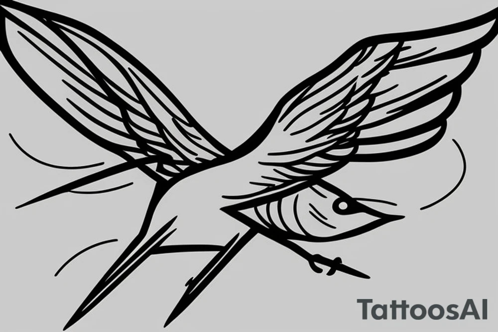 swallow with arrow going throug wing tattoo idea