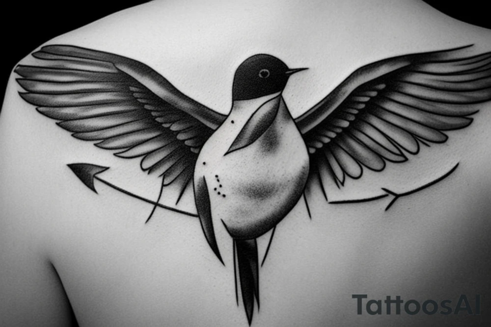 swallow with arrow going throug wing tattoo idea