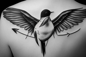 swallow with arrow going throug wing tattoo idea