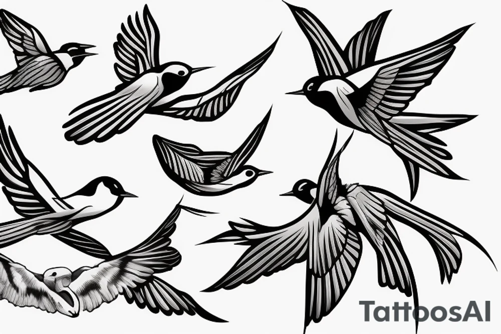 two swallows flying next to each other tattoo idea