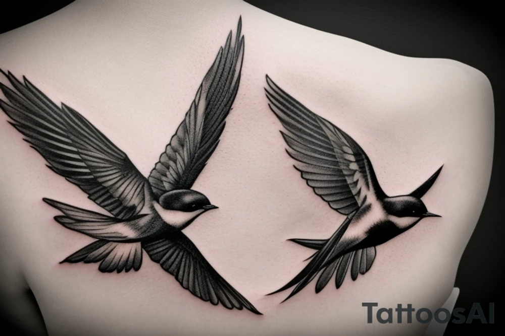 two swallows flying next to each other tattoo idea
