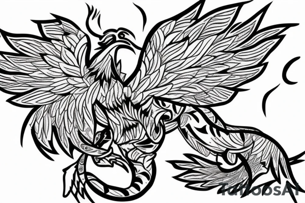Tiger watching a dragonfly who is trying to become a phoenix tattoo idea