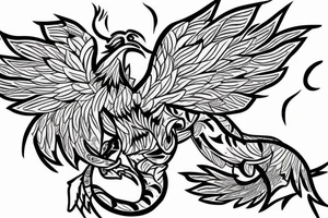Tiger watching a dragonfly who is trying to become a phoenix tattoo idea
