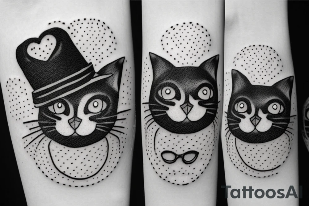 Black CAT With a funny hat tattoo idea