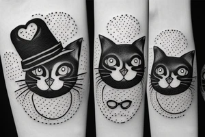 Black CAT With a funny hat tattoo idea