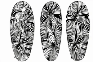 surfing tube ride perfect wave palm trees tattoo idea