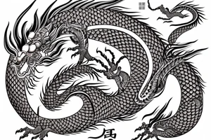 Chinese dragon with hieroglyphs for the forearm tattoo idea