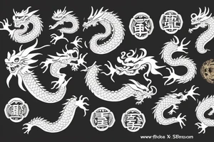 Chinese dragon with hieroglyphs tattoo idea