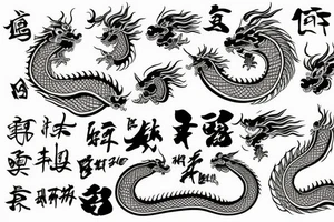 Chinese dragon with hieroglyphs tattoo idea