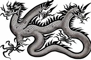 Chinese dragon with hieroglyphs tattoo idea