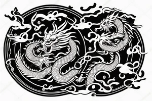 Chinese dragon with hieroglyphs tattoo idea