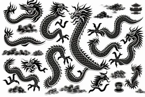 Chinese dragon with hieroglyphs tattoo idea