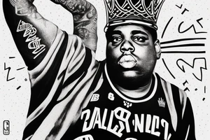 Notorious B.I.G with crown in brooklyn nets jersey tattoo idea