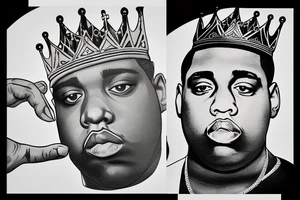 Notorious B.I.G with crown in brooklyn nets jersey tattoo idea