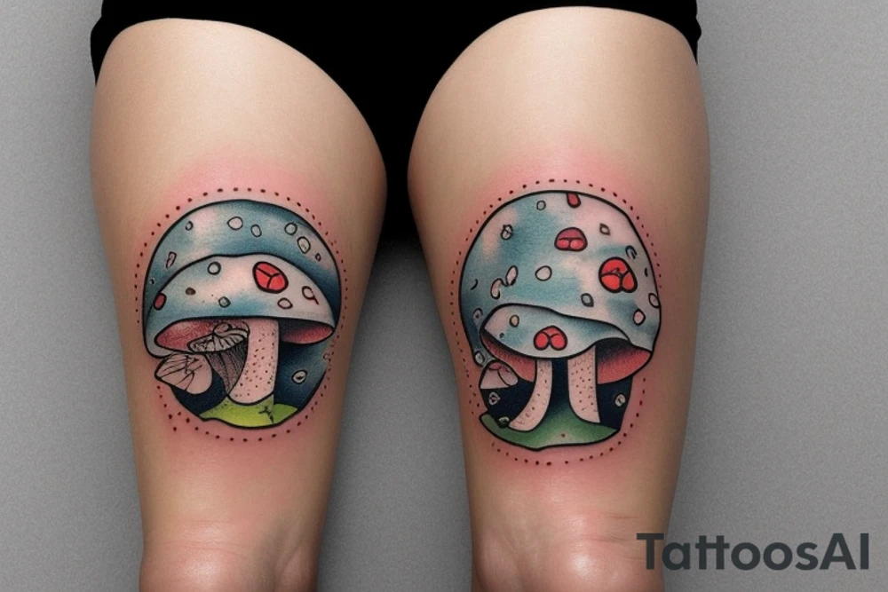 Cat sleeping on a mushroom tattoo idea