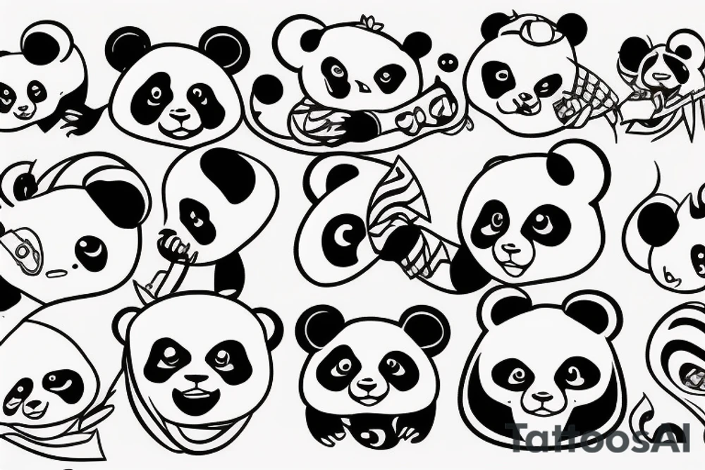 Panda trzymająca maskę lwa w łapach tattoo idea