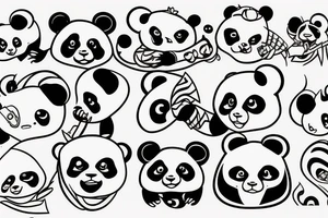 Panda trzymająca maskę lwa w łapach tattoo idea