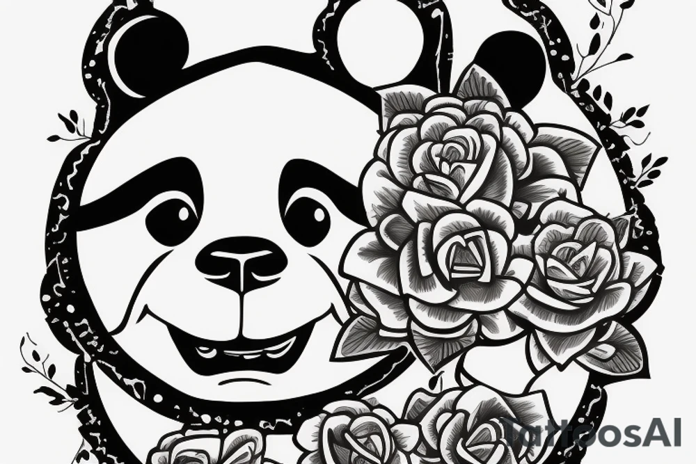Panda trzymająca maskę lwa w łapach tattoo idea