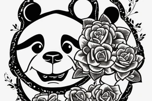 Panda trzymająca maskę lwa w łapach tattoo idea