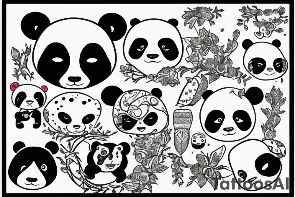 Panda trzymająca maskę lwa w łapach tattoo idea