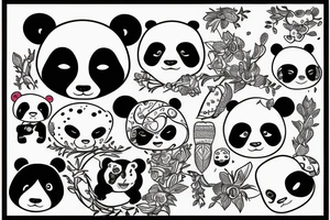 Panda trzymająca maskę lwa w łapach tattoo idea