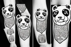 Panda trzymająca maskę lwa w łapach tattoo idea