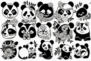 Duża panda z zegarkiem na ręce tattoo idea