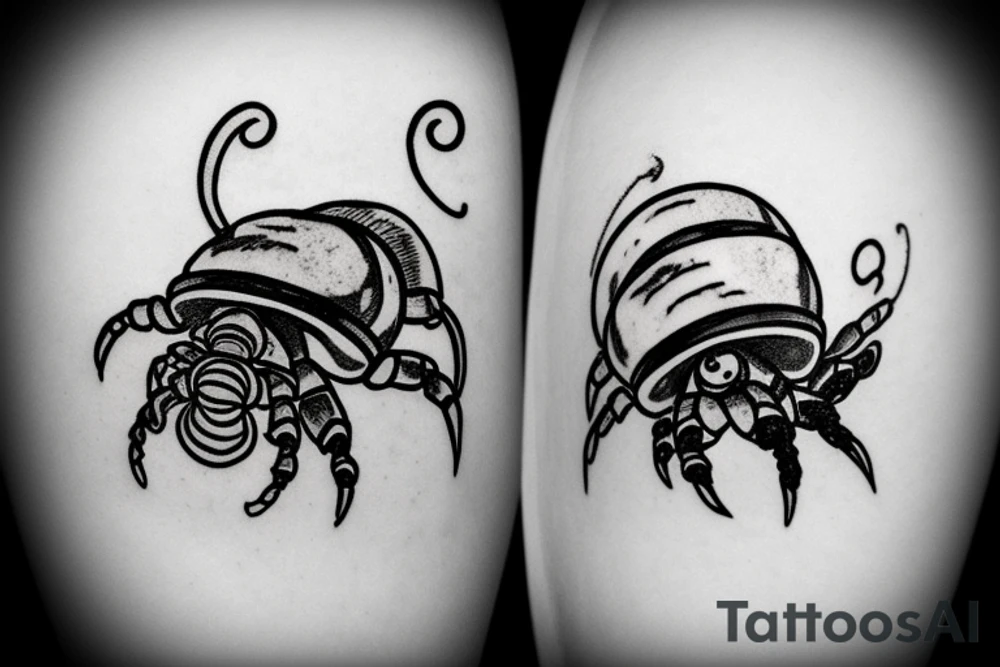 Hermit crab sitting on a d20 tattoo idea