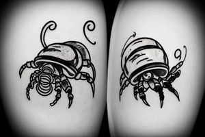 Hermit crab sitting on a d20 tattoo idea