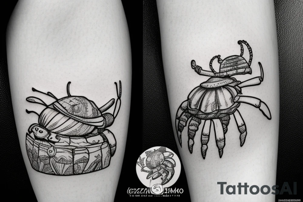 Hermit crab sitting on a die 20 tattoo idea