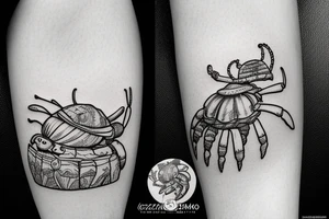 Hermit crab sitting on a die 20 tattoo idea