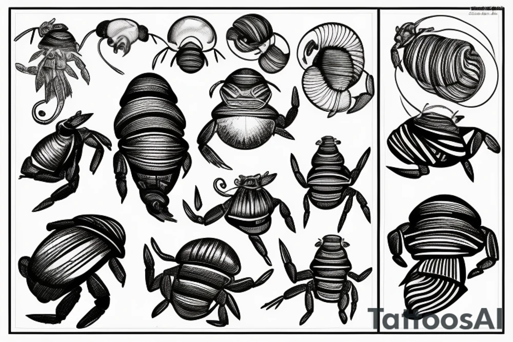 Hermit crab sitting on a die 20 tattoo idea