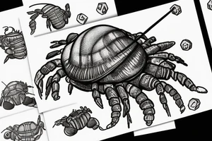 Hermit crab sitting on a die 20 tattoo idea
