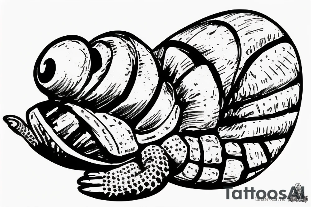 Hermit crab sitting on a D20 tattoo idea