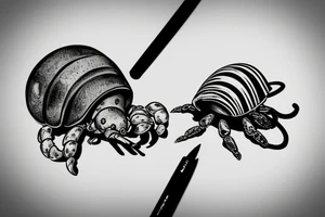 Hermit crab sitting on a D20 tattoo idea