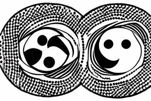 ying yang smiley face surrounded by vortex tattoo idea