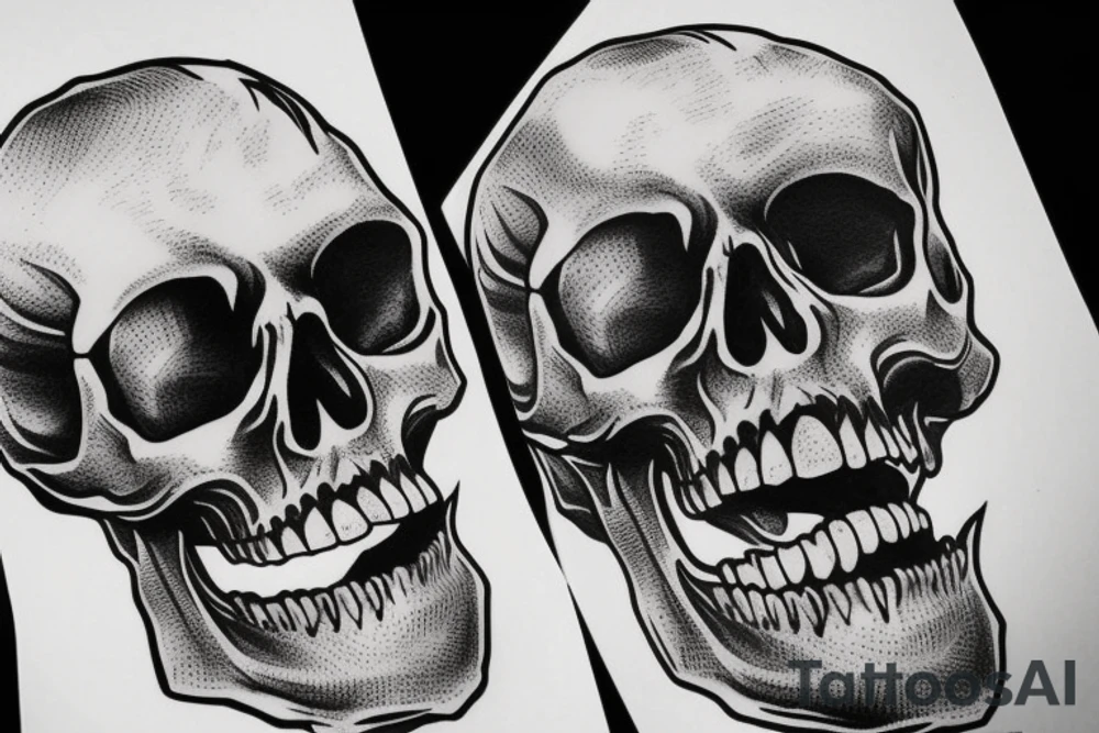 human skull no bottom jaw tattoo idea