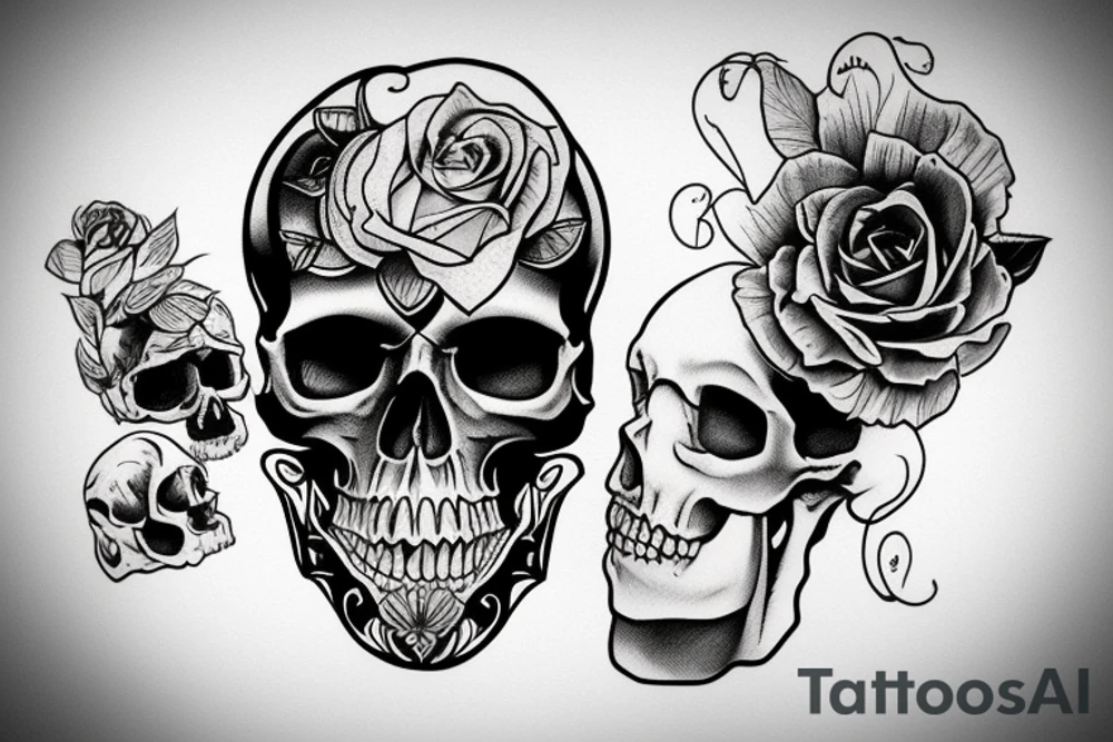 human skull no bottom jaw tattoo idea
