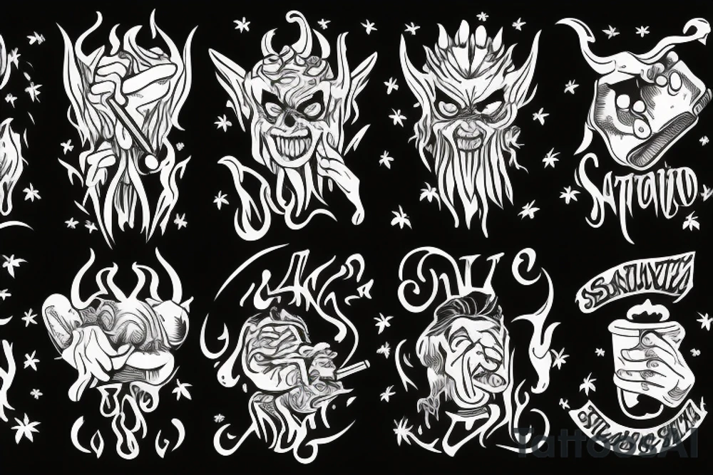 satan smoking cannabis sativa tattoo idea